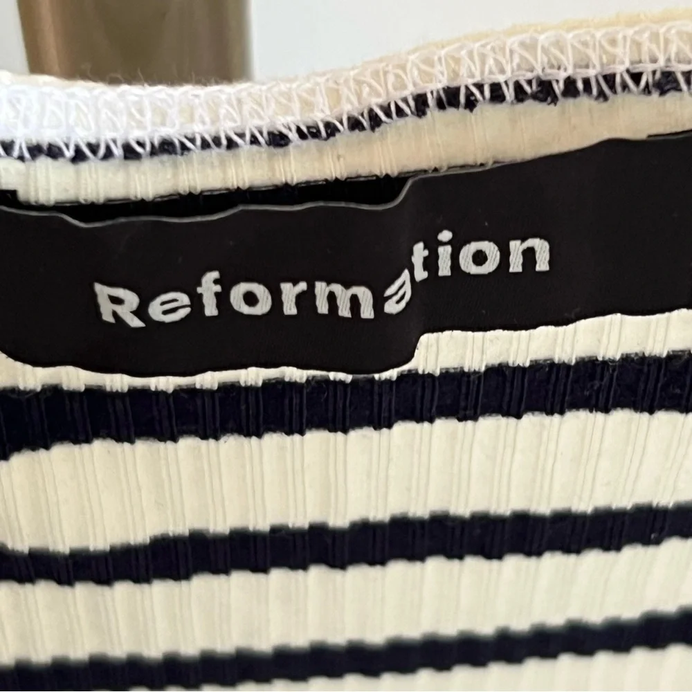 Reformation Nellie striped ribbed mini tank dress white blue XS - Picture 5 of 11